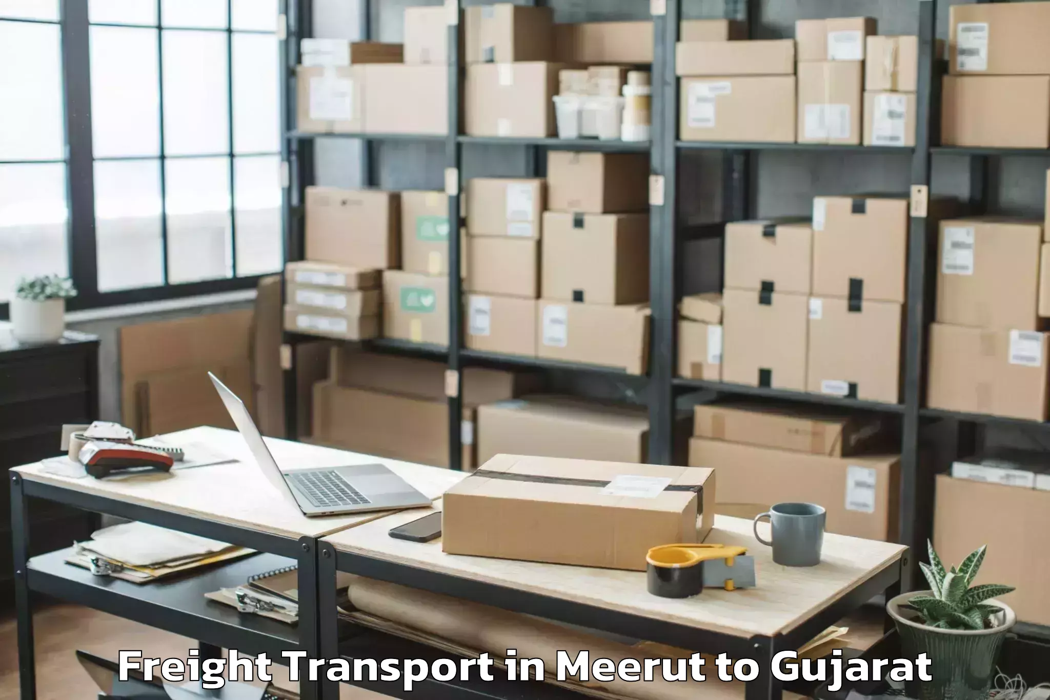 Professional Meerut to Khambha Freight Transport